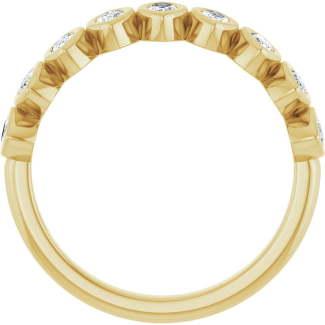 14K Gold Marquise Lab-Grown Diamond Bezel-Set Anniversary Band – 3/8–5/8 CTW - Yellow Gold - view 2