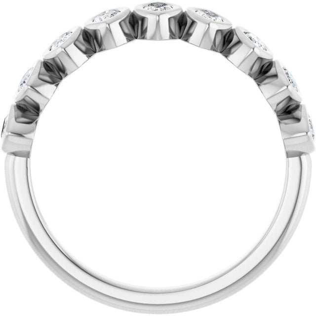 Platinum Marquise Natural Diamond Bezel-Set Anniversary Band – 3/8–5/8 CTW - view 2