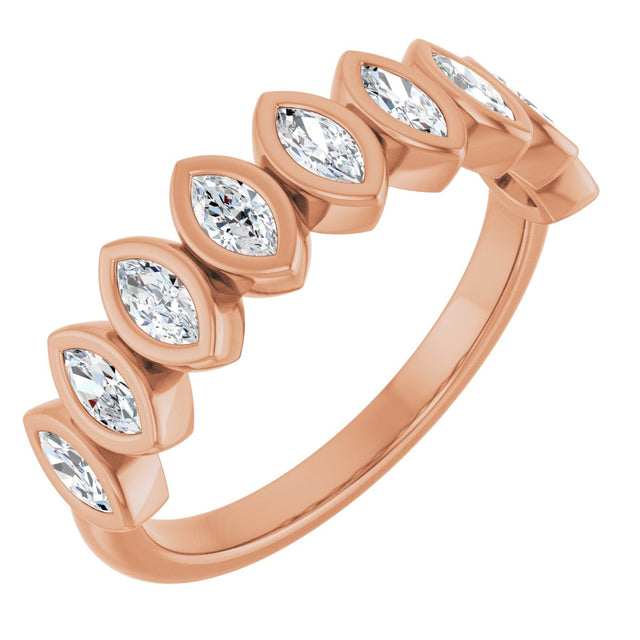 14K Gold Marquise Lab-Grown Diamond Bezel-Set Anniversary Band – 3/8–5/8 CTW - Rose Gold