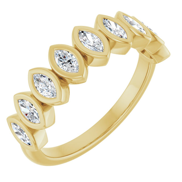 14K Gold Marquise Lab-Grown Diamond Bezel-Set Anniversary Band – 3/8–5/8 CTW - Yellow Gold