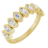 14K Gold Marquise Natural Diamond Bezel-Set Anniversary Band – 3/8–5/8 CTW - Yellow Gold