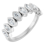 14K Gold Marquise Natural Diamond Bezel-Set Anniversary Band – 3/8–5/8 CTW - White Gold