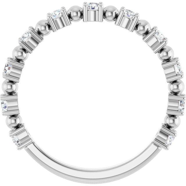 Platinum Round Natural Diamond Beaded Anniversary Band – 1/6–3/4 CTW - view 2