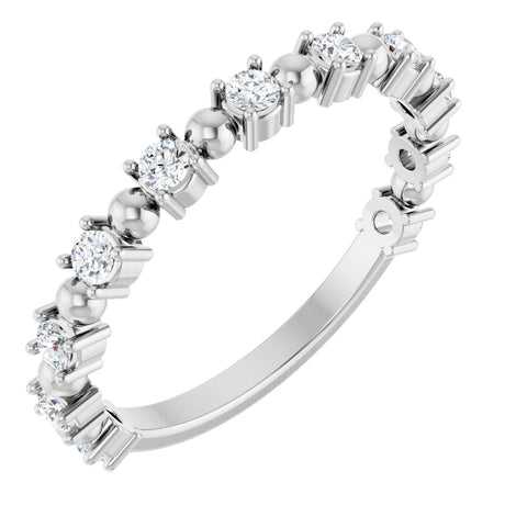 Platinum Round Natural Diamond Beaded Anniversary Band – 1/6–3/4 CTW