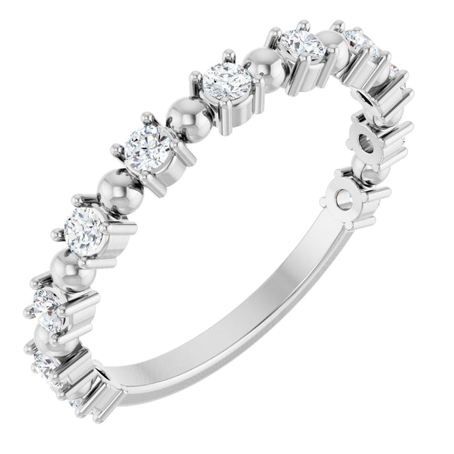 Platinum Round Natural Diamond Beaded Anniversary Band – 1/6–3/4 CTW