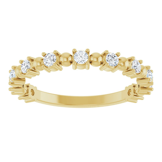 14K Gold Round Natural Diamond Beaded Anniversary Band – 1/6–3/4 CTW - Yellow Gold - view 3