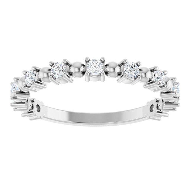 Platinum Round Natural Diamond Beaded Anniversary Band – 1/6–3/4 CTW - view 3