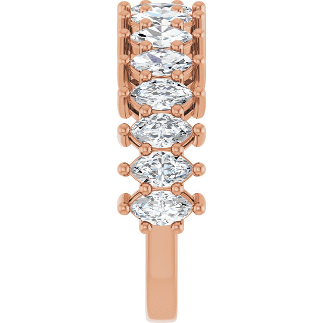 14K Gold Marquise Lab-Grown Diamond Anniversary Band – 1 1/5–2 5/8 CTW - Rose Gold - view 4