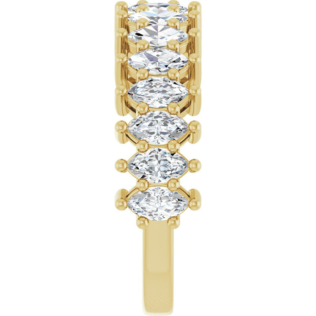 14K Gold Marquise Lab-Grown Diamond Anniversary Band – 1 1/5–2 5/8 CTW - Yellow Gold - view 4