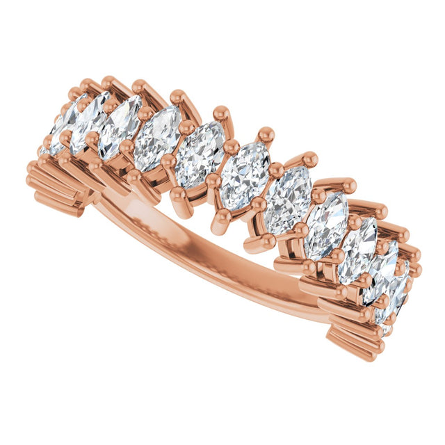 14K Gold Marquise Natural Diamond Anniversary Band – 1 1/3–2 5/8 CTW - Rose Gold - view 5