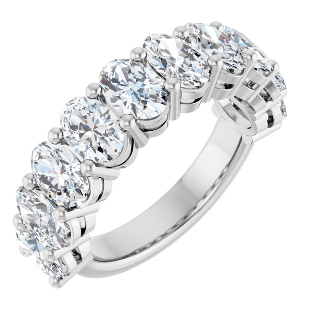 14K Gold Oval Lab-Grown Diamond Anniversary Band – 6x4 mm Stones - White Gold