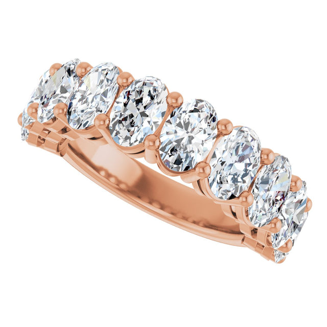 14K Gold Oval Natural Diamond Anniversary Band – 2–3 3/4 CTW - Rose Gold - view 5