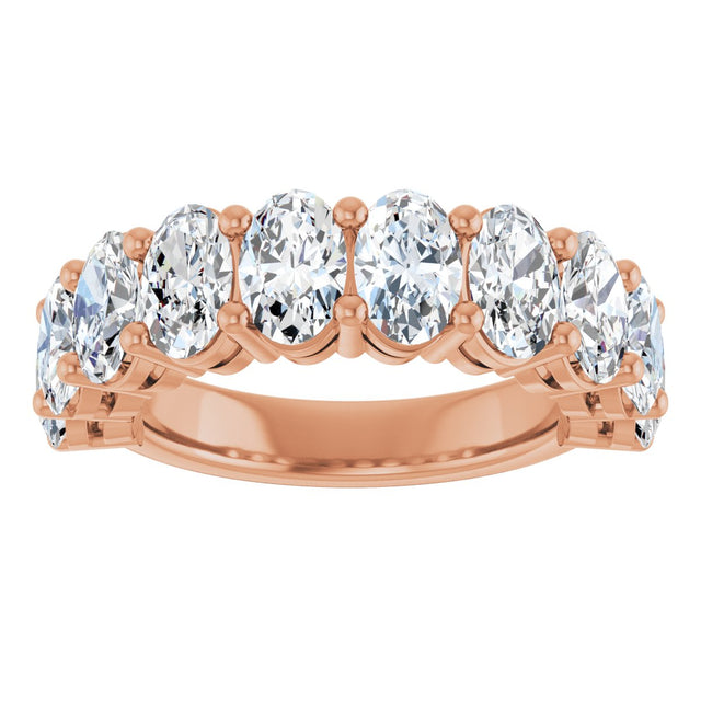14K Gold Oval Natural Diamond Anniversary Band – 2–3 3/4 CTW - Rose Gold - view 3