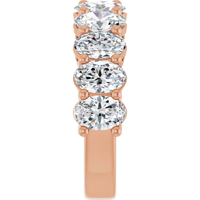 14K Gold Oval Natural Diamond Anniversary Band – 2–3 3/4 CTW - Rose Gold - view 4