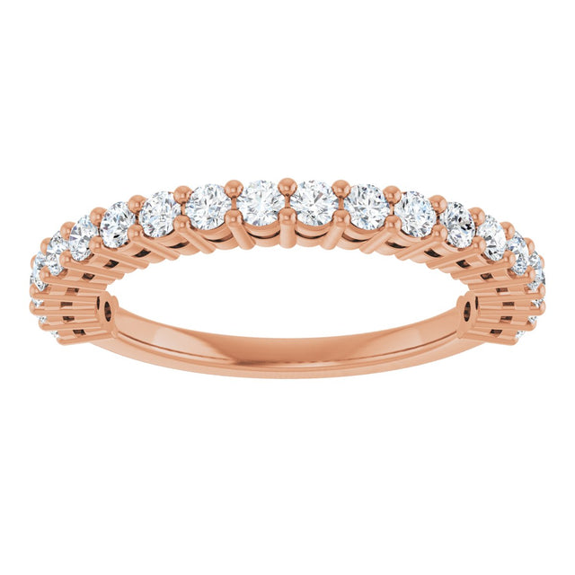 14K Gold Round Natural Diamond Anniversary Band – 1/2–1 1/4 CTW - Rose Gold - view 3