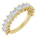 14K Gold Square Lab-Grown Diamond Anniversary Band – 3x3 mm Stones - Yellow Gold