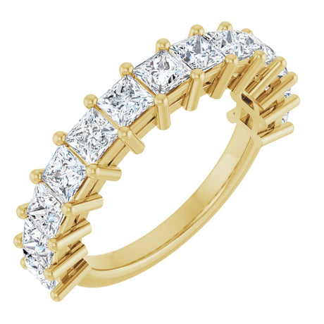 14K Gold Square Lab-Grown Diamond Anniversary Band – 3x3 mm Stones - Yellow Gold