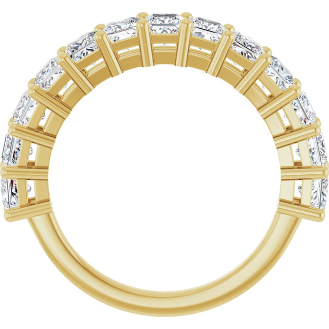 14K Gold Square Lab-Grown Diamond Anniversary Band – 3x3 mm Stones - Yellow Gold - view 2