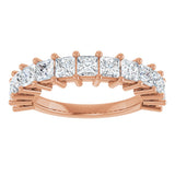 14K Gold Square Lab-Grown Diamond Anniversary Band – 3x3 mm Stones - Rose Gold - view 3
