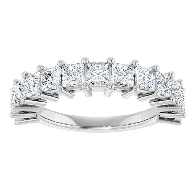 14K Gold Square Lab-Grown Diamond Anniversary Band – 3x3 mm Stones - White Gold - view 3
