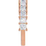14K Gold Square Lab-Grown Diamond Anniversary Band – 3x3 mm Stones - Rose Gold - view 4