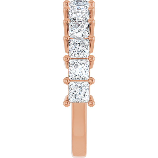 14K Gold Square Lab-Grown Diamond Anniversary Band – 3x3 mm Stones - Rose Gold - view 4