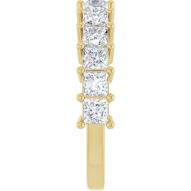 14K Gold Square Lab-Grown Diamond Anniversary Band – 3x3 mm Stones - Yellow Gold - view 4