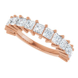 14K Gold Square Lab-Grown Diamond Anniversary Band – 3x3 mm Stones - Rose Gold - view 5