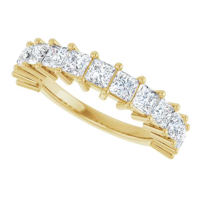 14K Gold Square Lab-Grown Diamond Anniversary Band – 3x3 mm Stones - Yellow Gold - view 5
