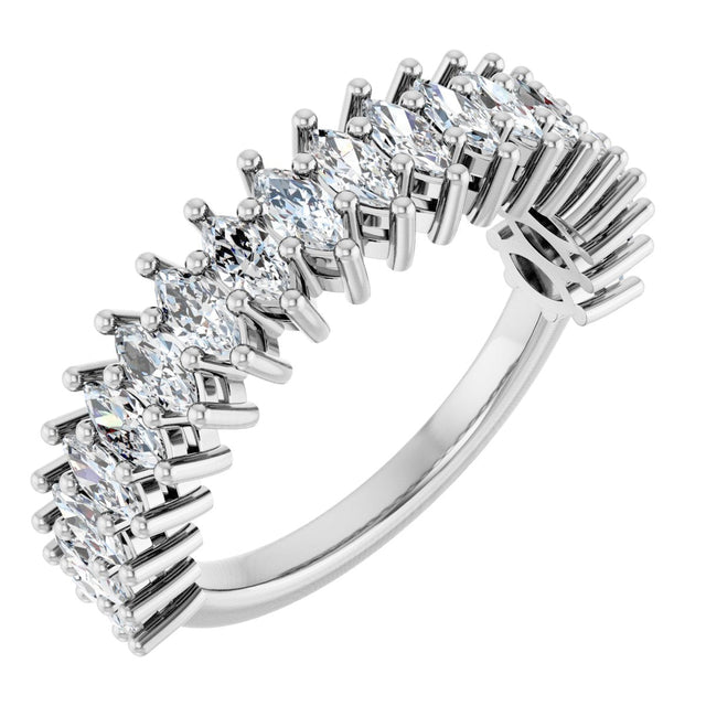 14K Gold Marquise Natural Diamond Anniversary Band – 1 1/3–2 5/8 CTW - White Gold