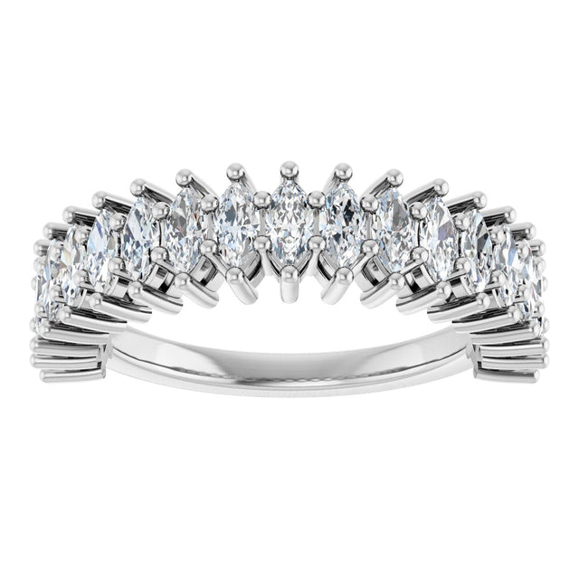 14K Gold Marquise Lab-Grown Diamond Anniversary Band – 1 1/5–2 5/8 CTW - White Gold - view 3
