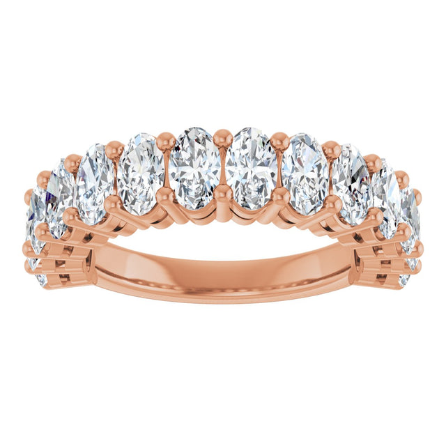 14K Gold Oval Natural Diamond Anniversary Band – 2–3 3/4 CTW - Rose Gold - view 3
