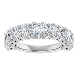 14K Gold Oval Lab-Grown Diamond Anniversary Band – 5x3 mm Stones - White Gold - view 3