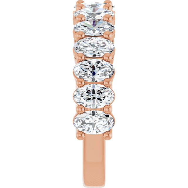 14K Gold Oval Natural Diamond Anniversary Band – 2–3 3/4 CTW - Rose Gold - view 4