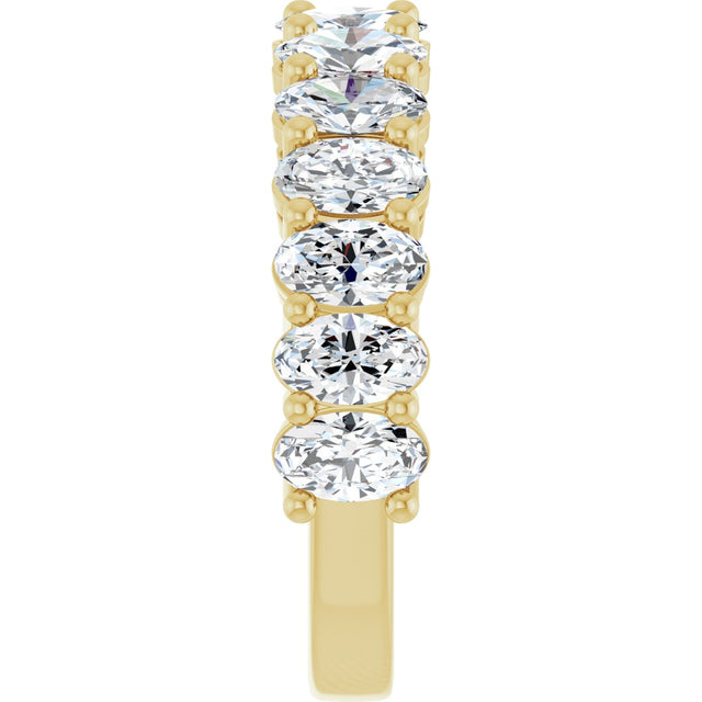 14K Gold Oval Lab-Grown Diamond Anniversary Band – 5x3 mm Stones - Yellow Gold - view 4