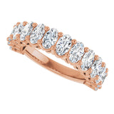 14K Gold Oval Lab-Grown Diamond Anniversary Band – 5x3 mm Stones - Rose Gold - view 5