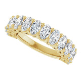 14K Gold Oval Lab-Grown Diamond Anniversary Band – 5x3 mm Stones - Yellow Gold - view 5
