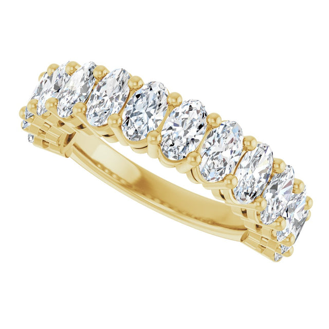 14K Gold Oval Natural Diamond Anniversary Band – 2–3 3/4 CTW - Yellow Gold - view 5