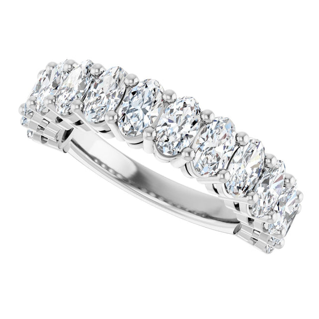 Platinum Oval Lab-Grown Diamond Anniversary Band – 5x3 mm Stones - view 5