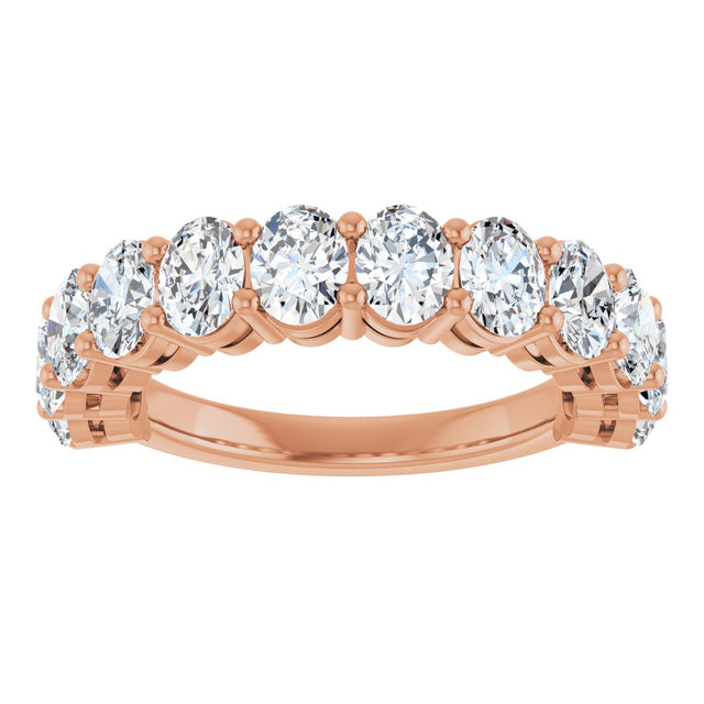 10K Gold Oval Natural Diamond Anniversary Band – 2–2 1/6 CTW - Rose Gold - view 3