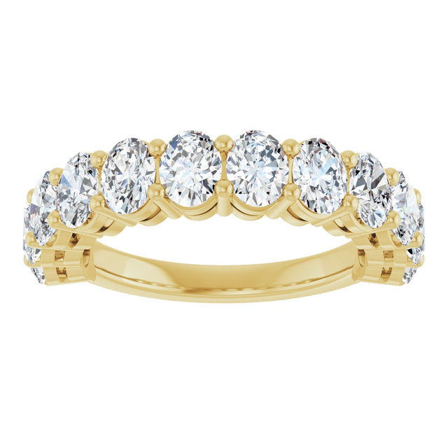 10K Gold Oval Natural Diamond Anniversary Band – 2–2 1/6 CTW - Yellow Gold - view 3