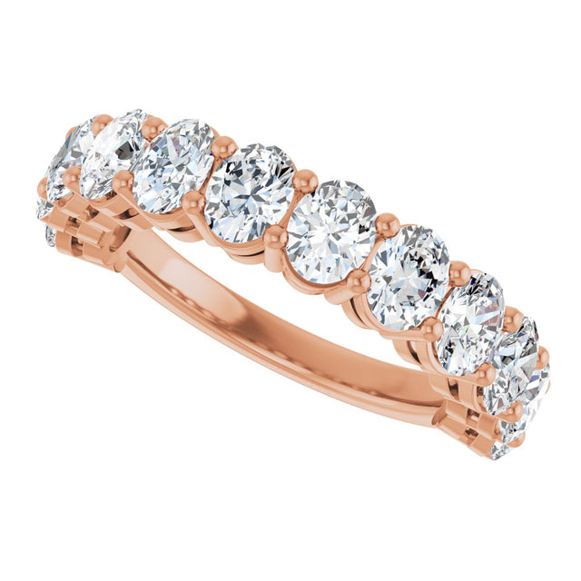 10K Gold Oval Natural Diamond Anniversary Band – 2–2 1/6 CTW - Rose Gold - view 5