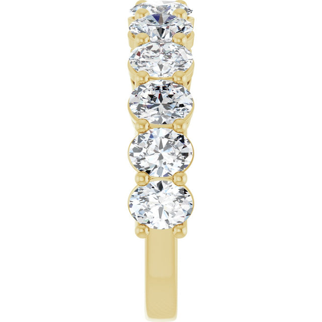 10K Gold Oval Natural Diamond Anniversary Band – 2–2 1/6 CTW - Yellow Gold - view 4