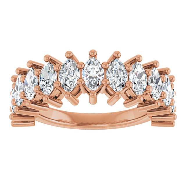 14K Gold Marquise Lab-Grown Diamond Anniversary Band – 1 1/5–2 5/8 CTW - Rose Gold - view 3