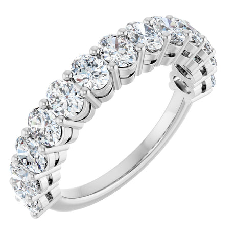 10K Gold Oval Natural Diamond Anniversary Band – 2–2 1/6 CTW - White Gold