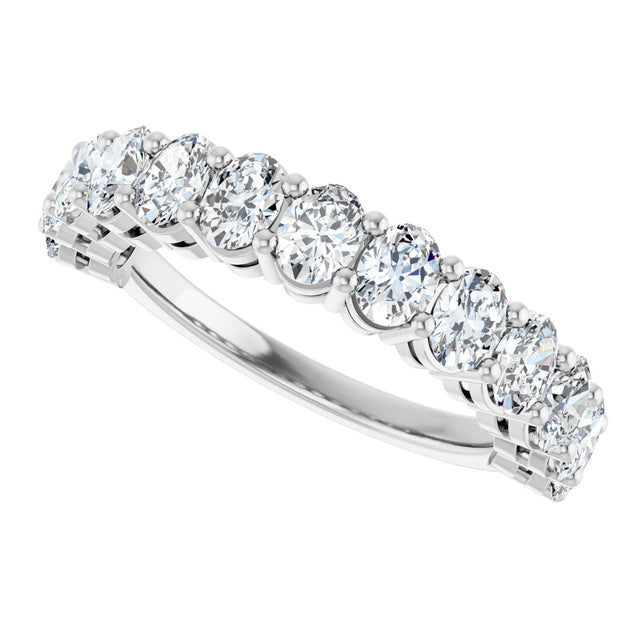 10K Gold Oval Natural Diamond Anniversary Band – 2–2 1/6 CTW - White Gold - view 5