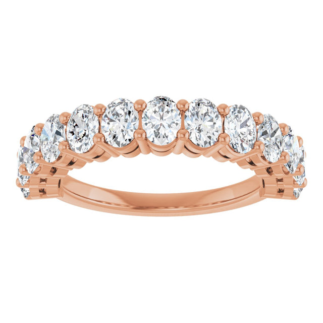 10K Gold Oval Natural Diamond Anniversary Band – 2–2 1/6 CTW - Rose Gold - view 3