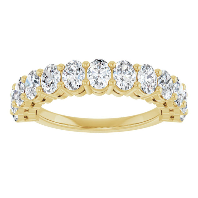 10K Gold Oval Natural Diamond Anniversary Band – 2–2 1/6 CTW - Yellow Gold - view 3