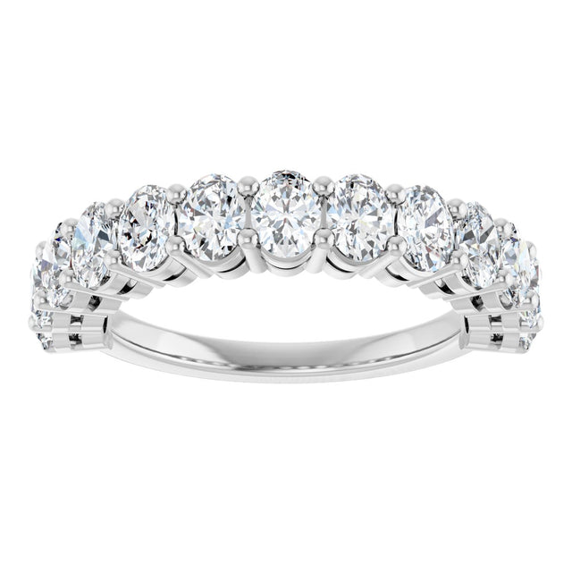 14K Gold Oval Natural Diamond Anniversary Band – 2–3 3/4 CTW - White Gold - view 3
