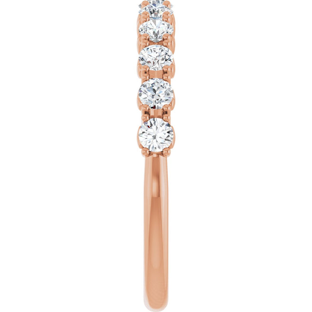 14K Gold Round Natural Diamond Eleven-Stone U-Prong Hidden Heart Anniversary Band – .04–1/3 CTW - Rose Gold - view 4